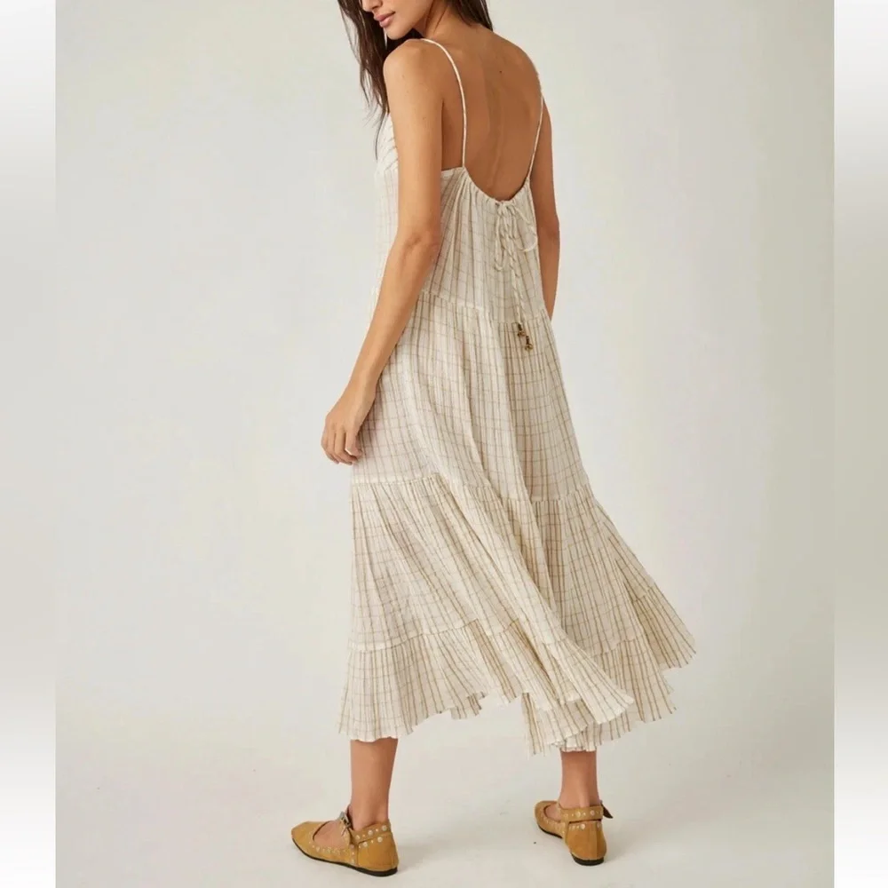 Free People Marigold Maxi Cotton Gauze Dress In Canvas Combo